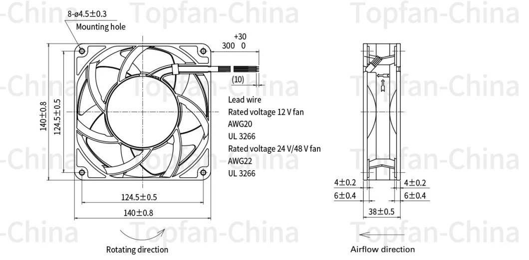 14038 for Whatsminer Models 12V 140mm Axial Flow Radial Fans with PWM Tach